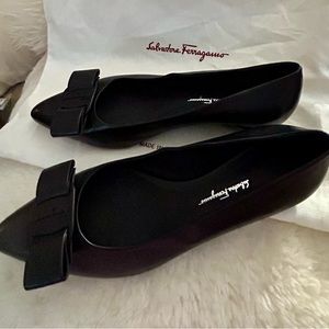 Brand New Ferragamo Black Flats